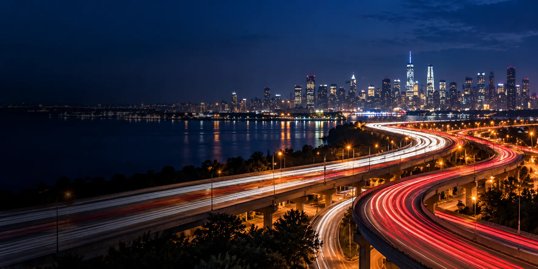 City streets at night