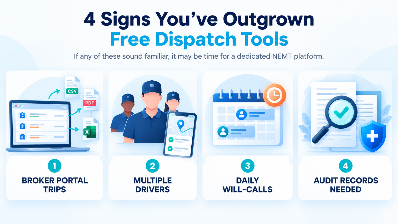 Signs a NEMT operator has outgrown free dispatch tools